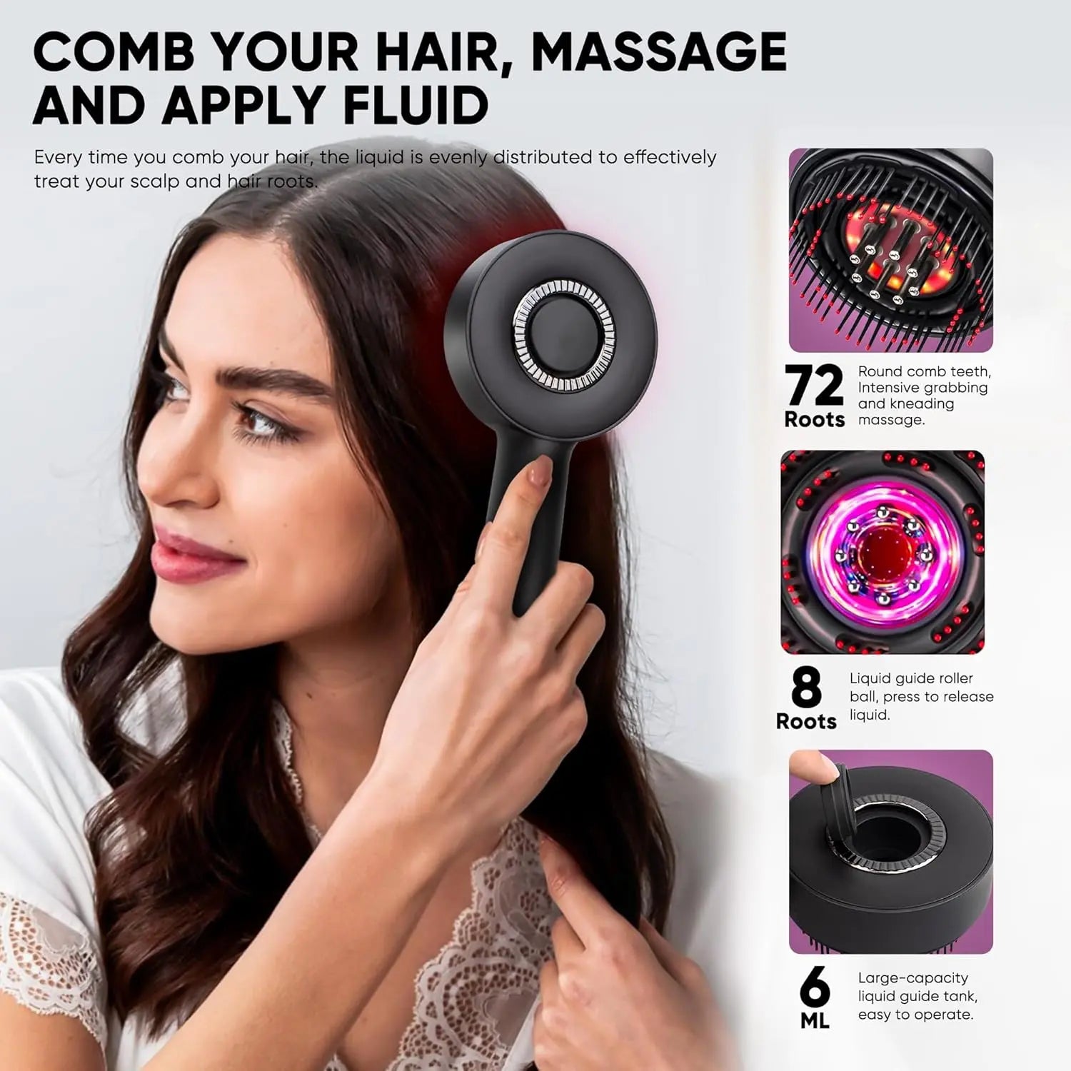 3 in 1 Scalp Massager Hair Oil Applicator,Electric Scalp Brush for Home Use,Ipx7 Waterproof Electric Head Massager Scalp Massage Comb, Rechargeable Scalp Massagers