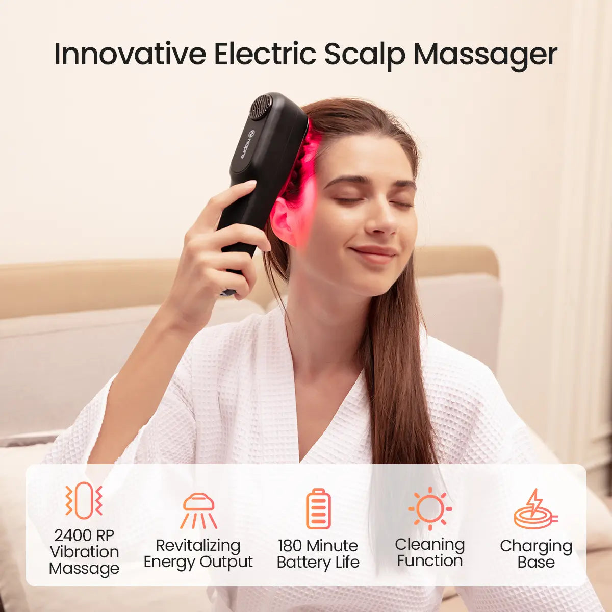 Transform Your Relaxation with the NAPRE Electric Scalp Massager - Cordless Handheld Bliss for Head, Shoulder & Body with 5 Speed Settings and Charging Dock