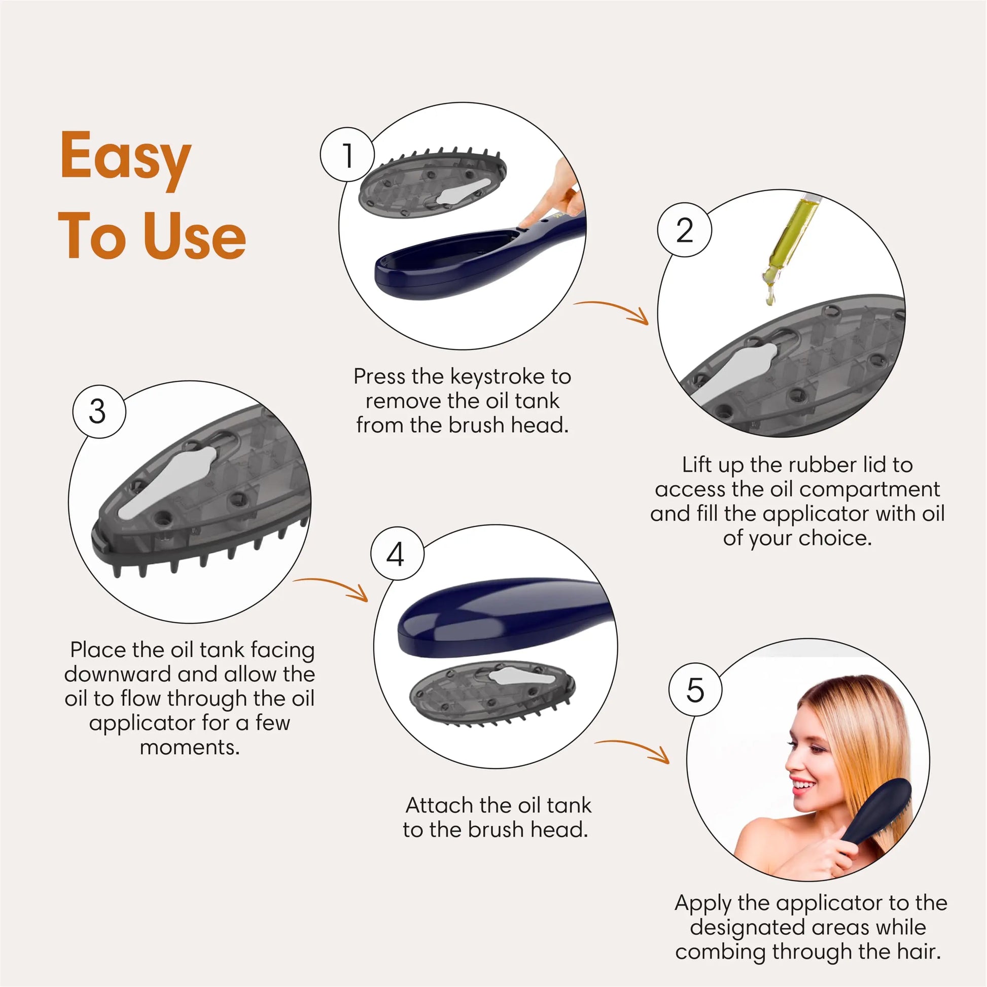HUBBIN 3In1 Hair Oil Applicator,Scalp Massager&Detangler Brush for Hair Care,Hair Growth Products-Hair Oiling Applicator,Scalp Scrubber,Hair Brush,Scalp Exfoliator for Hair Growth and Scalp Treatment Haircare Heatless