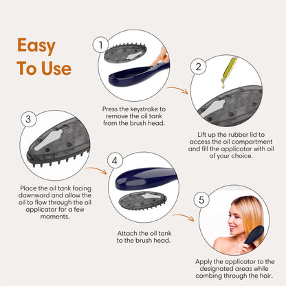 HUBBIN 3In1 Hair Oil Applicator,Scalp Massager&Detangler Brush for Hair Care,Hair Growth Products-Hair Oiling Applicator,Scalp Scrubber,Hair Brush,Scalp Exfoliator for Hair Growth and Scalp Treatment Haircare Heatless