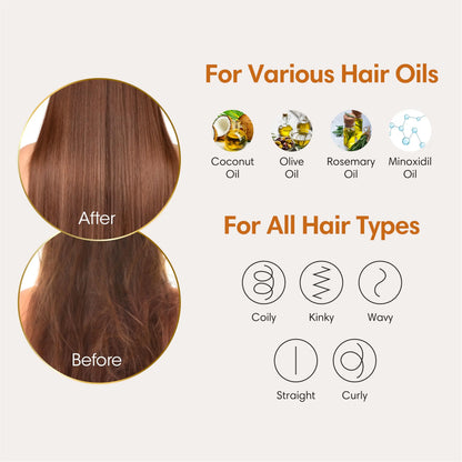 HUBBIN 3In1 Hair Oil Applicator,Scalp Massager&Detangler Brush for Hair Care,Hair Growth Products-Hair Oiling Applicator,Scalp Scrubber,Hair Brush,Scalp Exfoliator for Hair Growth and Scalp Treatment Haircare Heatless
