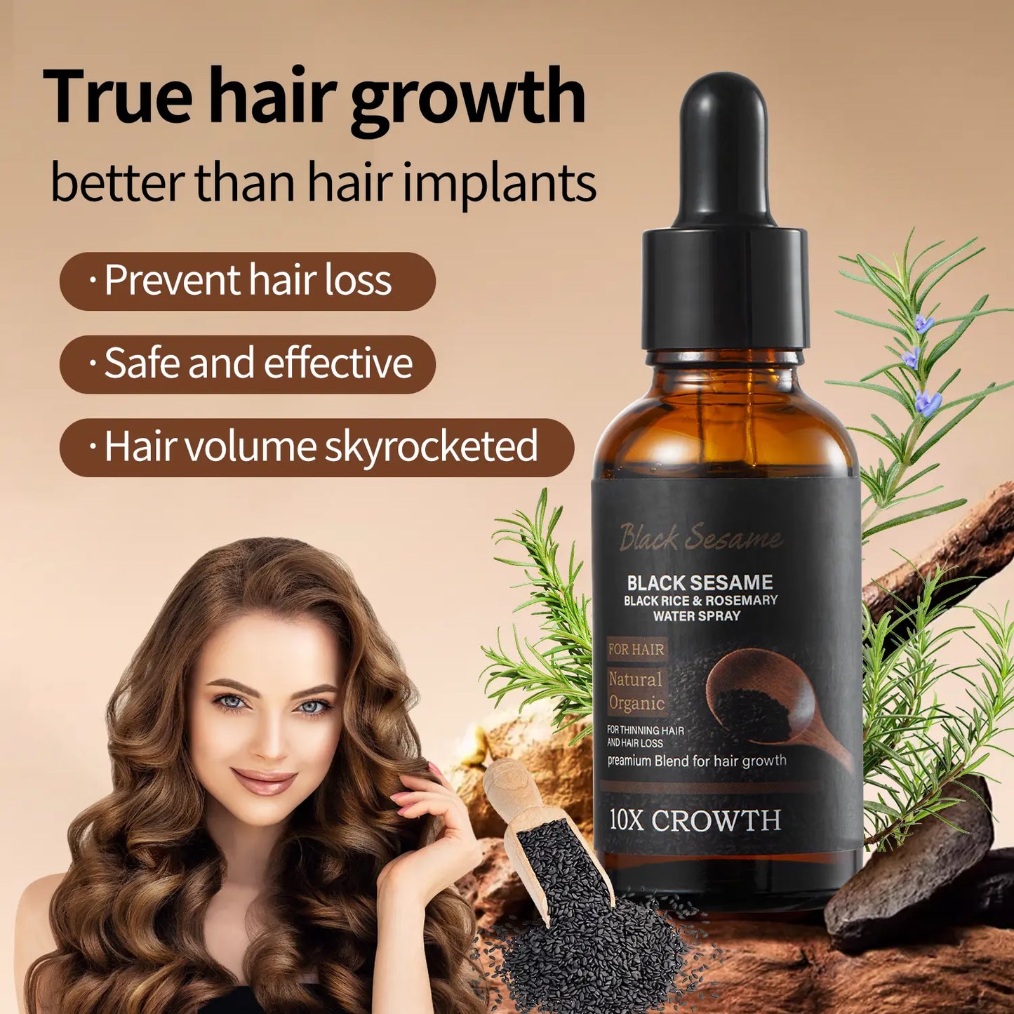 【Fda-Approved Hair Growth Essence】Rich in Natural Ingredients like Black Sesame and Rosemary, This Essence Nourishes Your Scalp and Promotes the Growth of Healthy Hair. |Hair Growth|Hair Loss|Hair Care|Hair Growth Essence|Hair Tonic