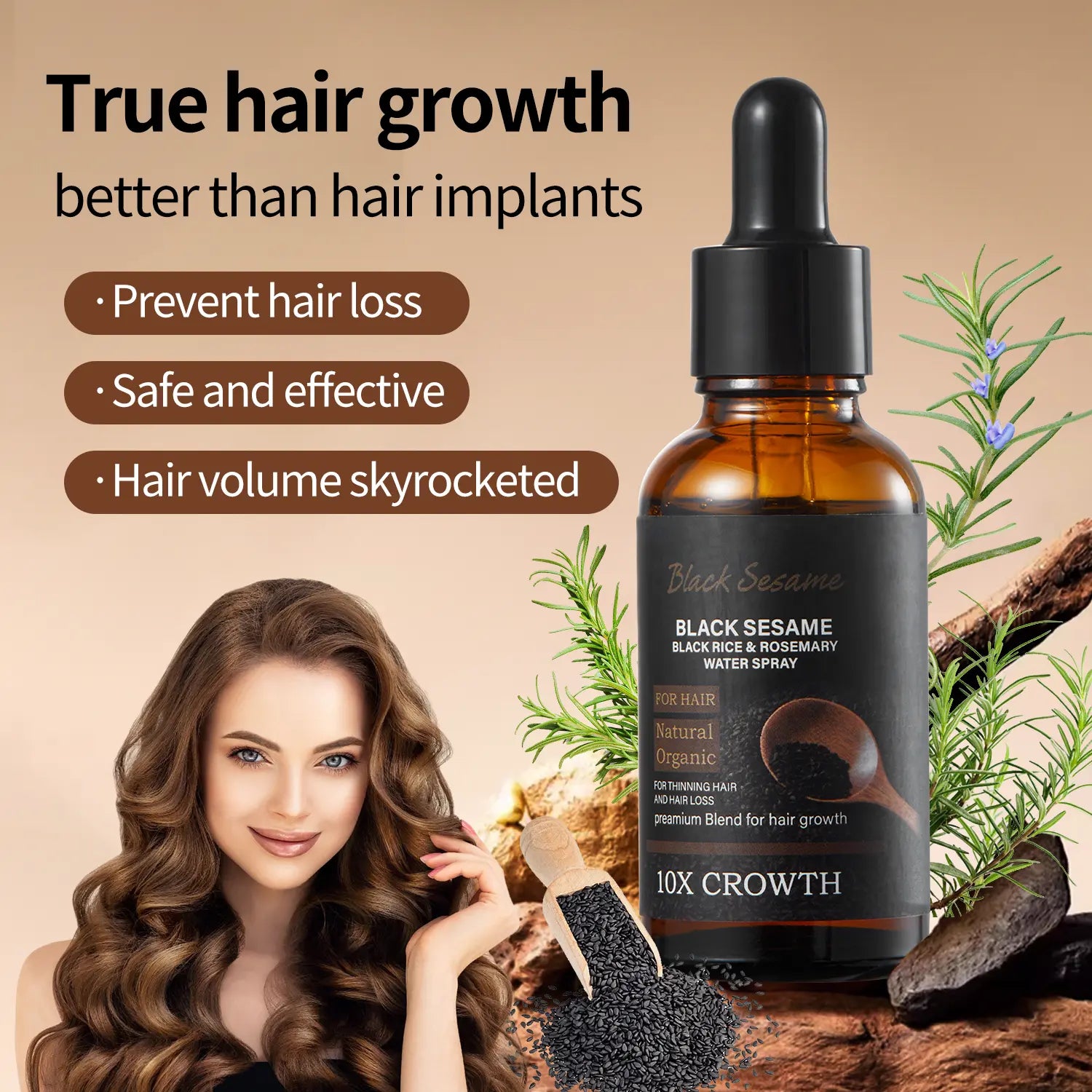 【Fda-Approved Hair Growth Essence】Rich in Natural Ingredients like Black Sesame and Rosemary, This Essence Nourishes Your Scalp and Promotes the Growth of Healthy Hair. |Hair Growth|Hair Loss|Hair Care|Hair Growth Essence|Hair Tonic