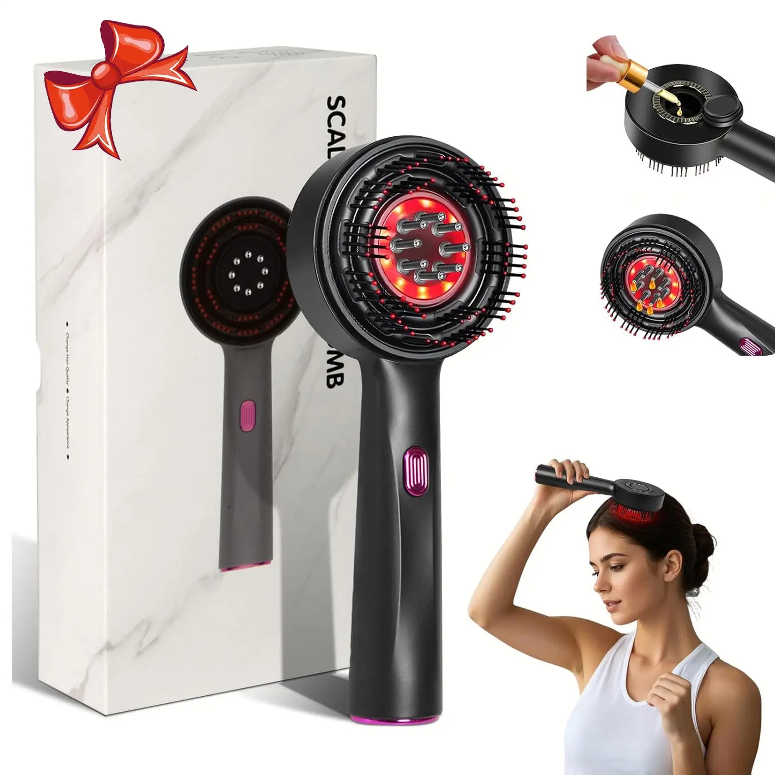 3 in 1 Scalp Massager Hair Oil Applicator,Electric Scalp Brush for Home Use,Ipx7 Waterproof Electric Head Massager Scalp Massage Comb, Rechargeable Scalp Massagers